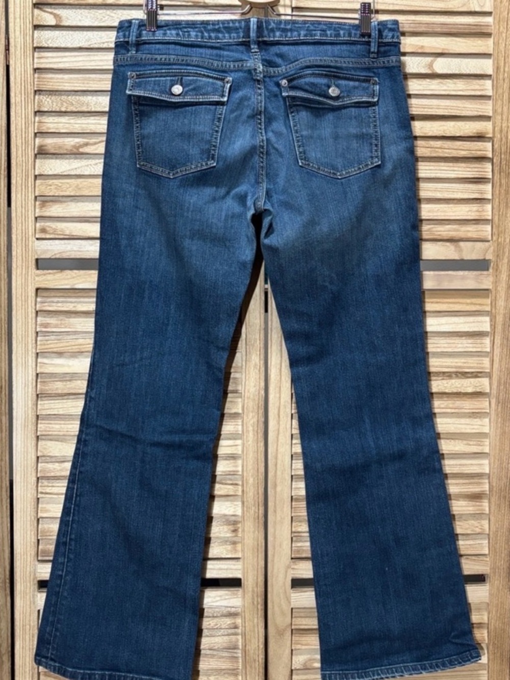 Banana Republic Dark Wash Flare Jeans | Button Flap & Ring Size 12